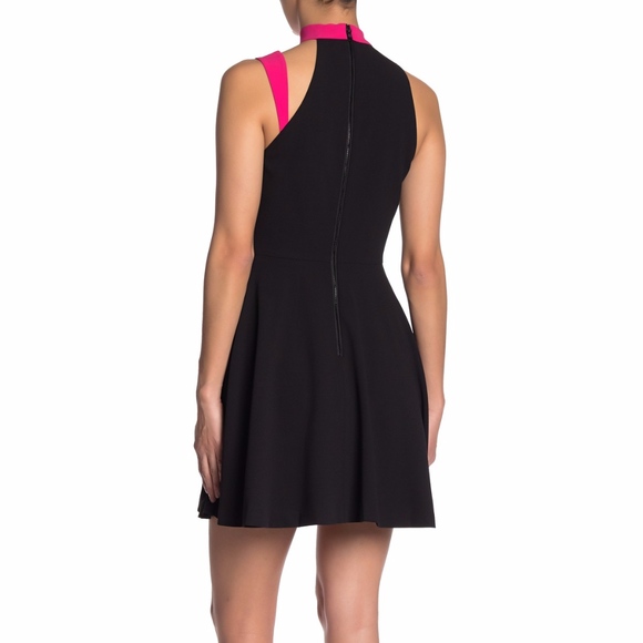 alice + olivia Mock Neck Cutout Fit & Flare Dress - Picture 2 of 2